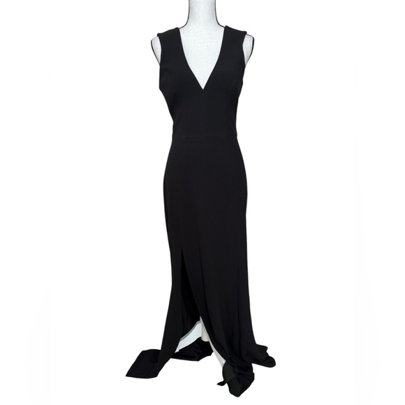 Dress the Population Sandra Side Slit Plunge V-neck Sleeveless Black Maxi Dress - Picture 11 of 11